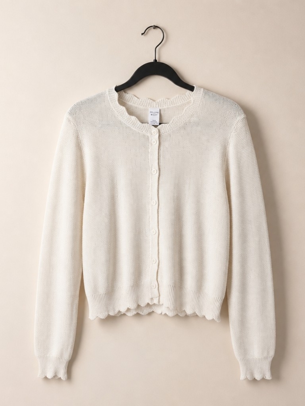 Melrose and Market Cream Scalloped Hem Knit Cardigan